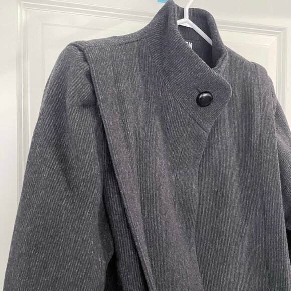 Vintage Wool Cashmere Blend Overcoat: 80s Striped Puffy Sleeve Coat, Size Small - Picture 7 of 10